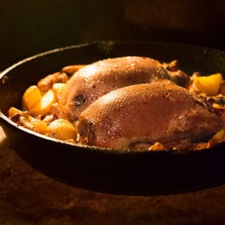 Roast duck recipe in an iron pan