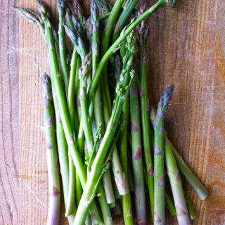 Wild asparagus spears. 