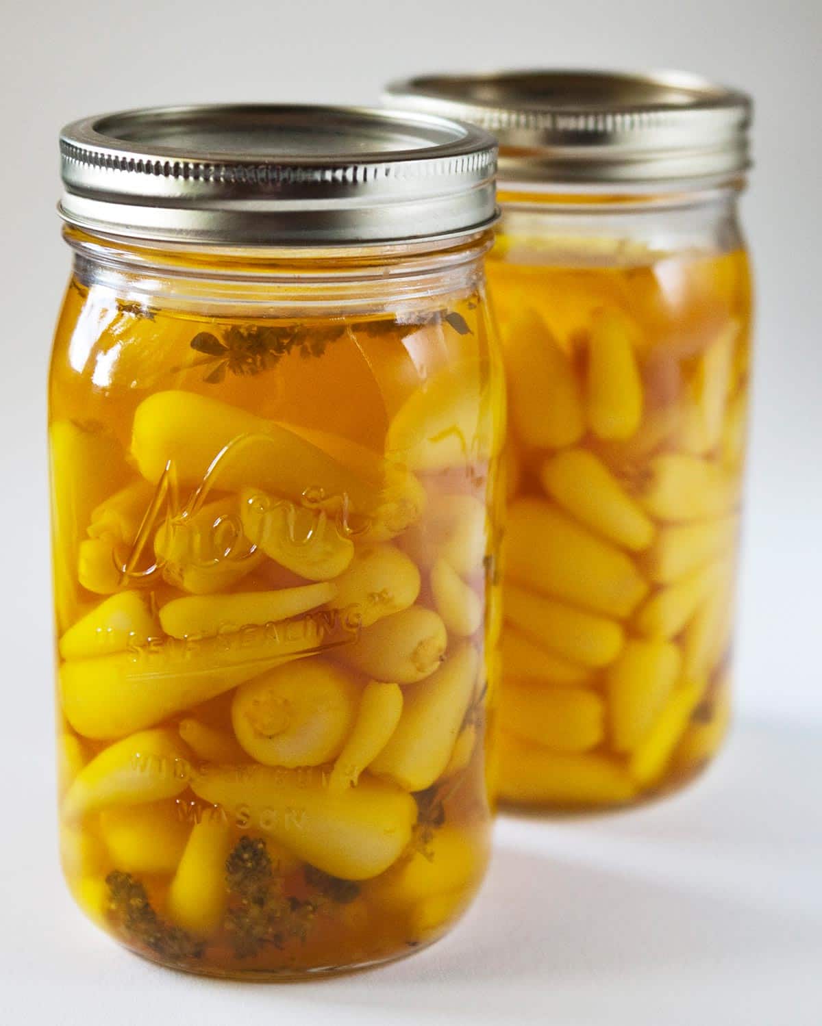 Two jars of pickled ramps