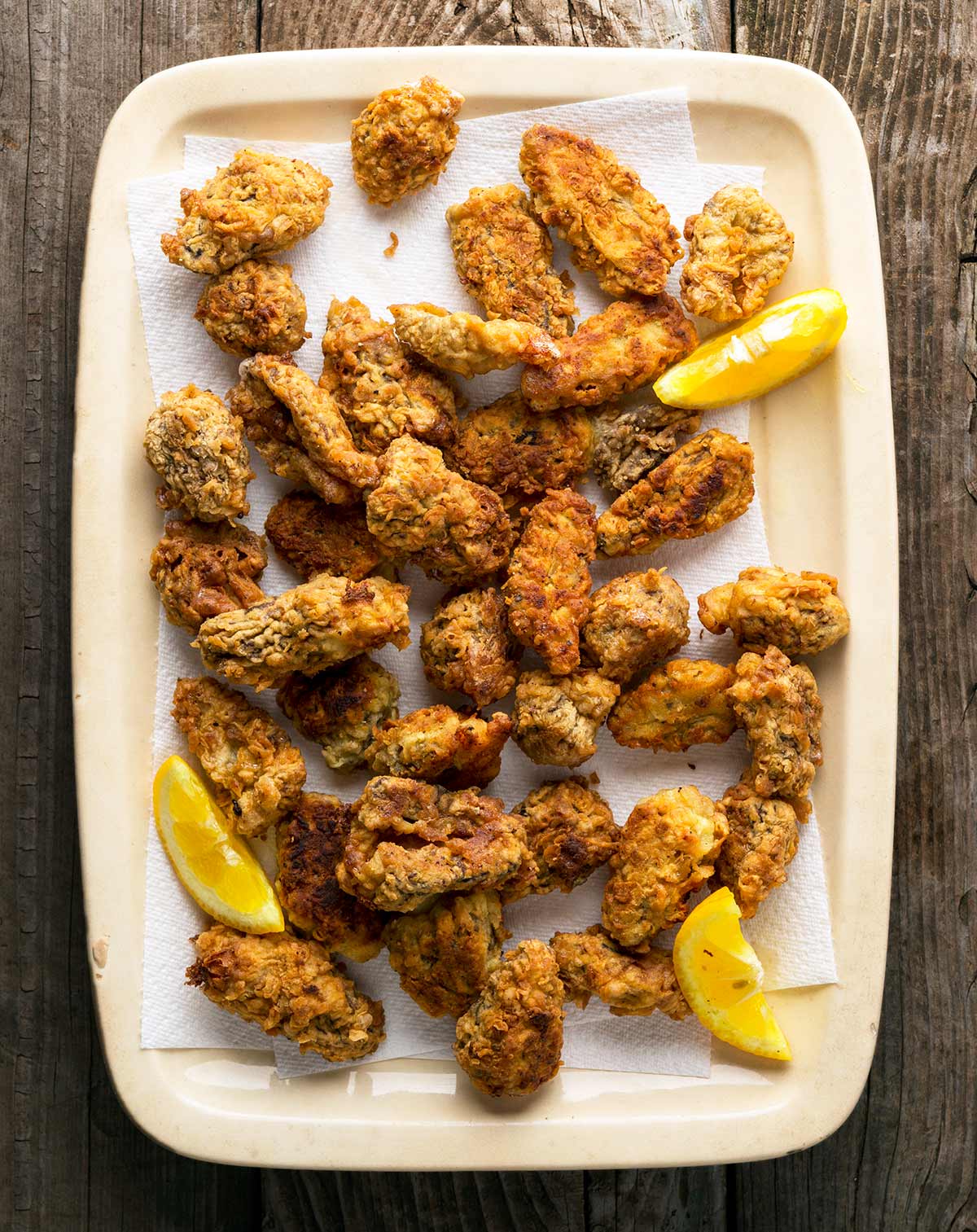 A platter of fried morels