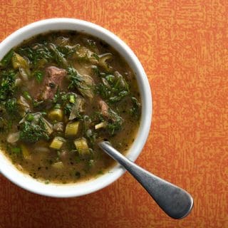 Venison stew with greens
