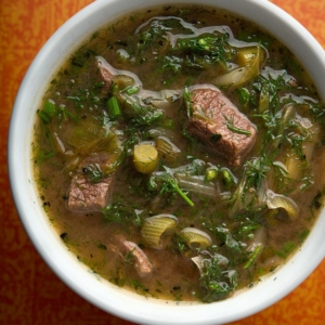 Venison stew with greens recipe