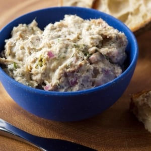 A bowl of smoked bluefish pate.