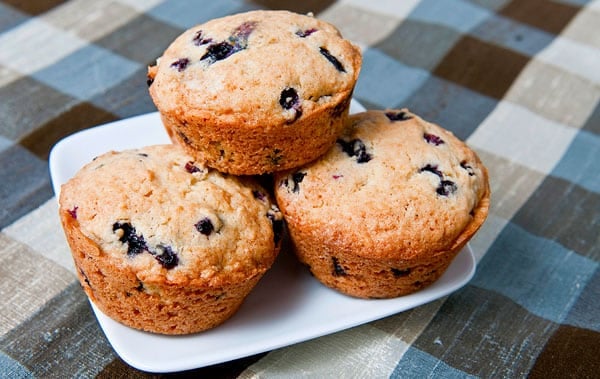 finished blueberry muffins with sour cream