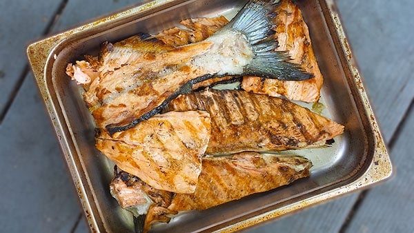 Grilled salmon for salmon salad