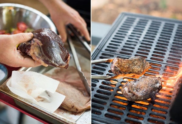 Hank Shaw grilling duck breasts