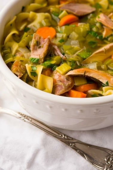 Pheasant noodle soup