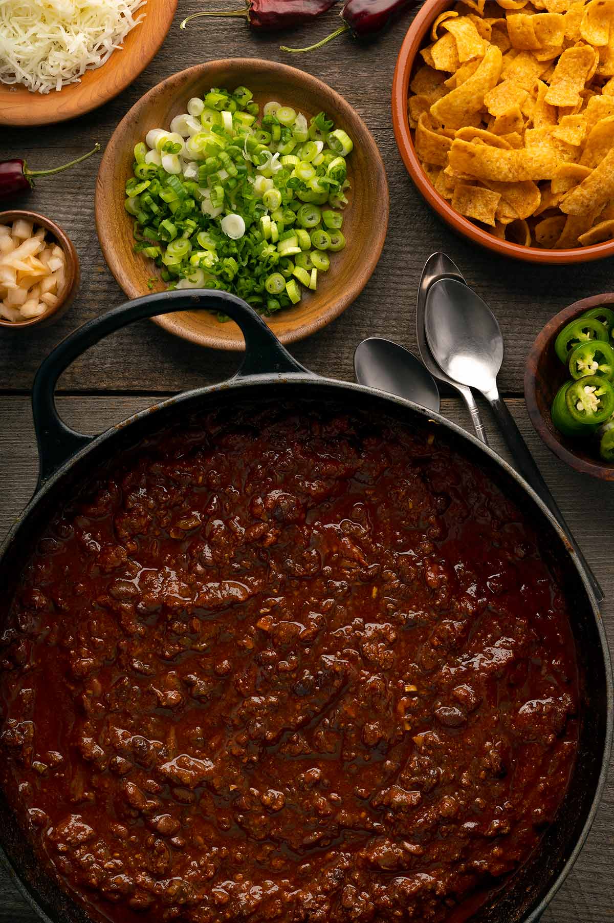 A big pot of venison chili