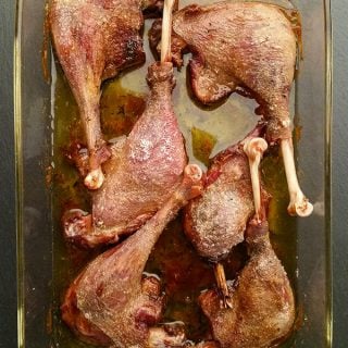 Easy roast duck legs in a casserole dish