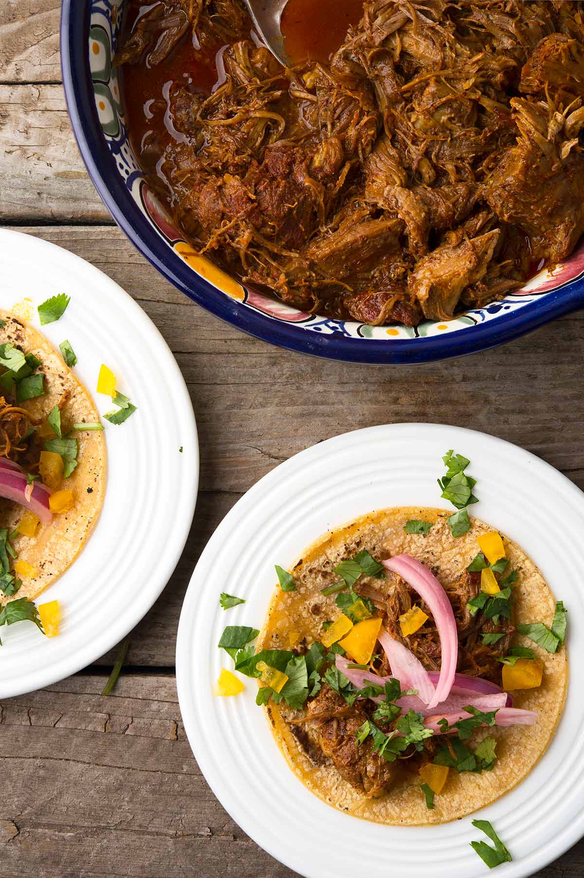 Cochinita pibil tacos ready to eat. 