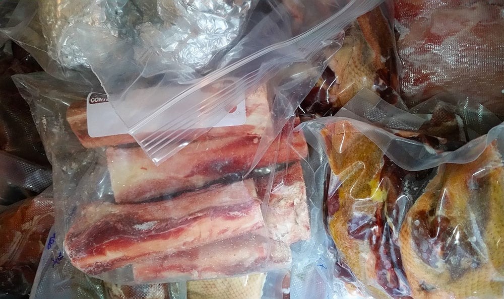 Packages of freezer burn meat