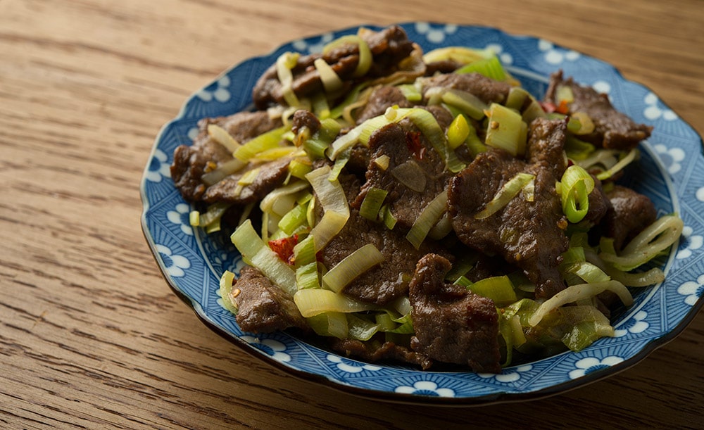 Chinese venison with cumin in a bowl