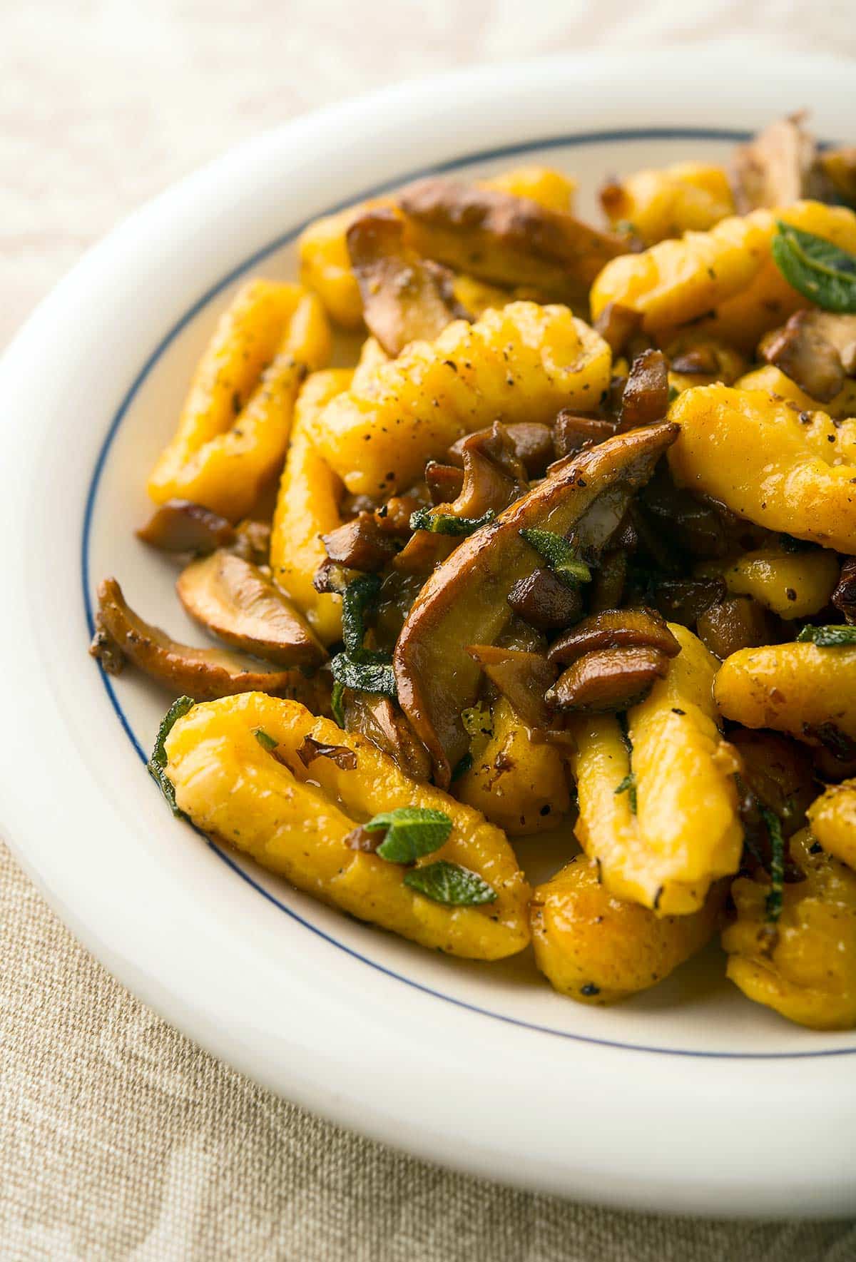 Closeup of butternut squash gnocchi