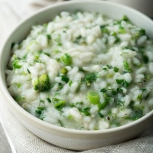 A bowl of ramp risotto
