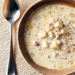 A bowl of Maine clam chowder.