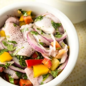 squid ceviche in bowl