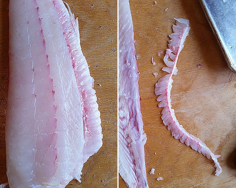 Frilly meat from a flounder fillet