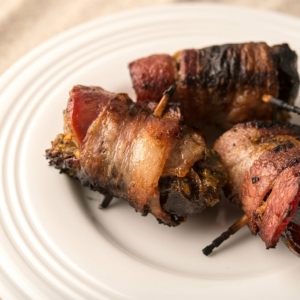 bacon wrapped dove breasts with dates