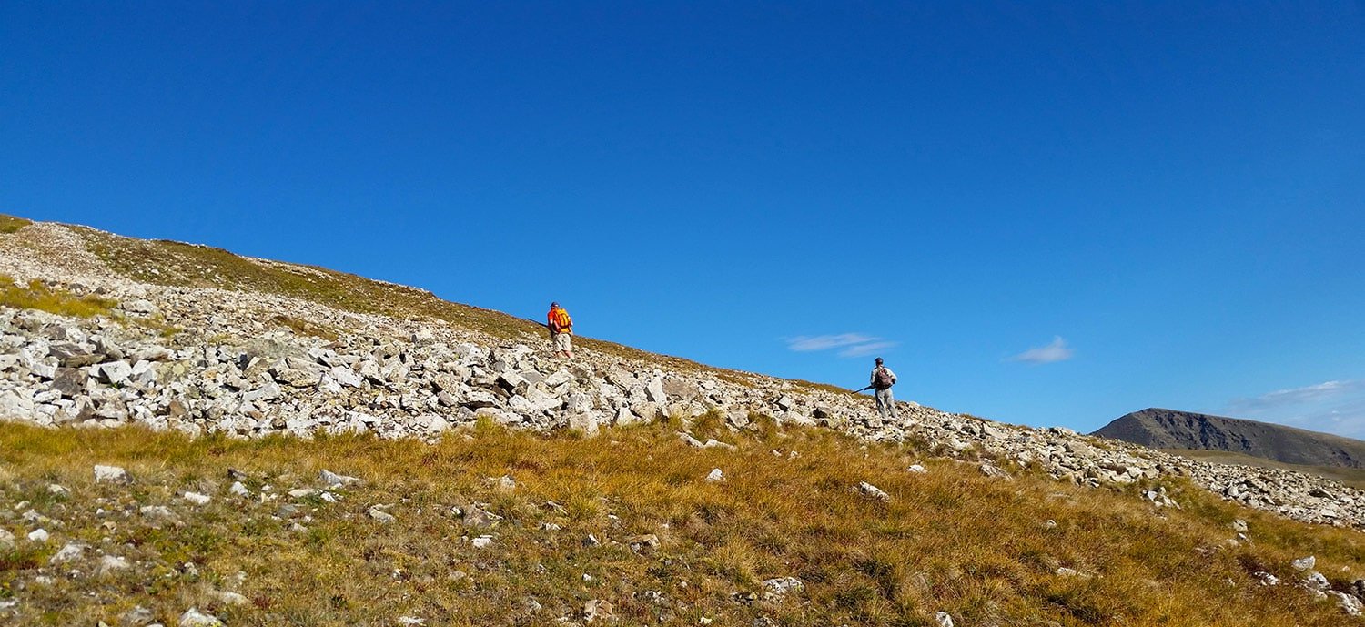 Hunting ptarmigan above 12,000 feet. 