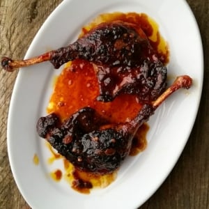 Chinese duck legs on the plate