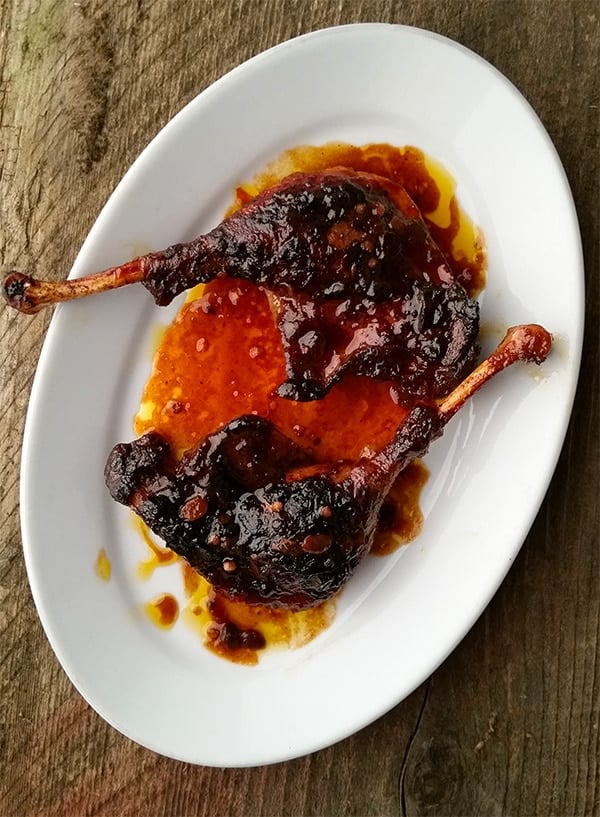 Chinese duck legs on the plate