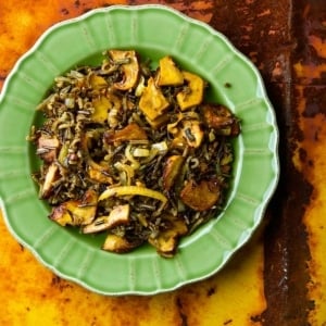 Wild rice pilaf on a plate