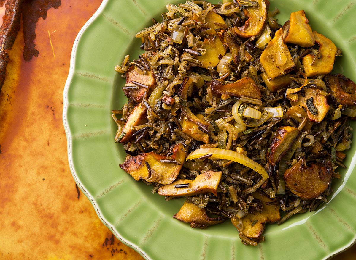 Closeup of the wild rice salad recipe