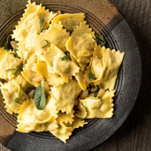 homemade agnolotti with meat