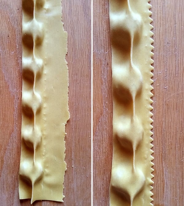 Agnolotti right before cutting