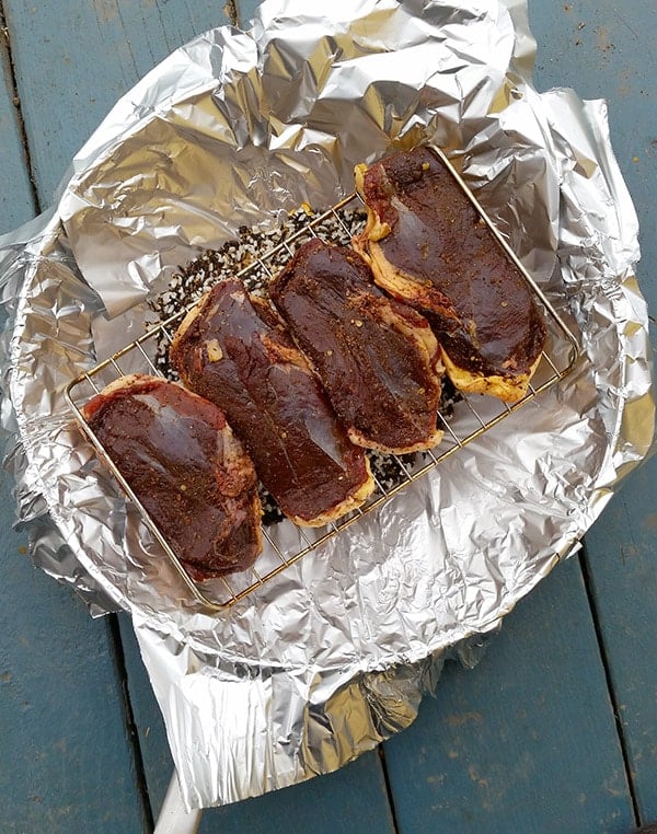 tea smoked duck set up for smoking