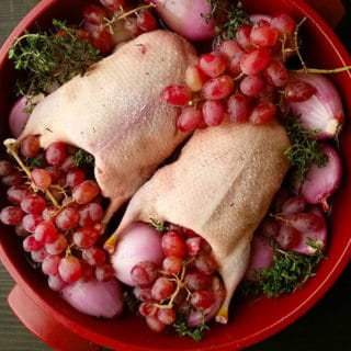 Duck with grapes, ready to cook