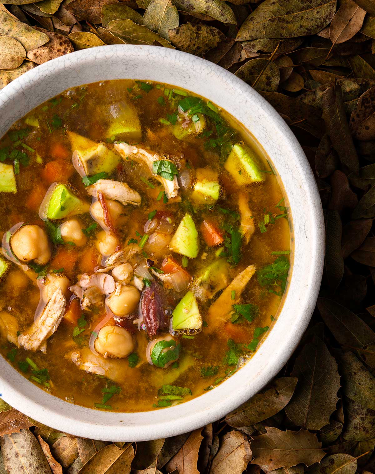 A bowl of caldo tlalpeno soup