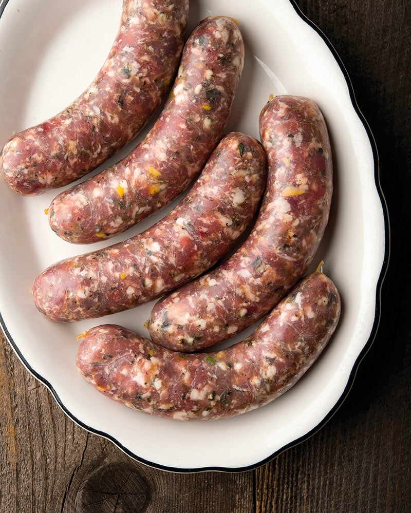 A platter of pheasant sausages. 