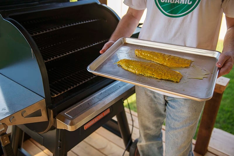 Barbecued fish on the Traeger