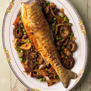 trout and morel mushrooms