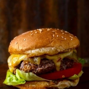 A green chile elk burger