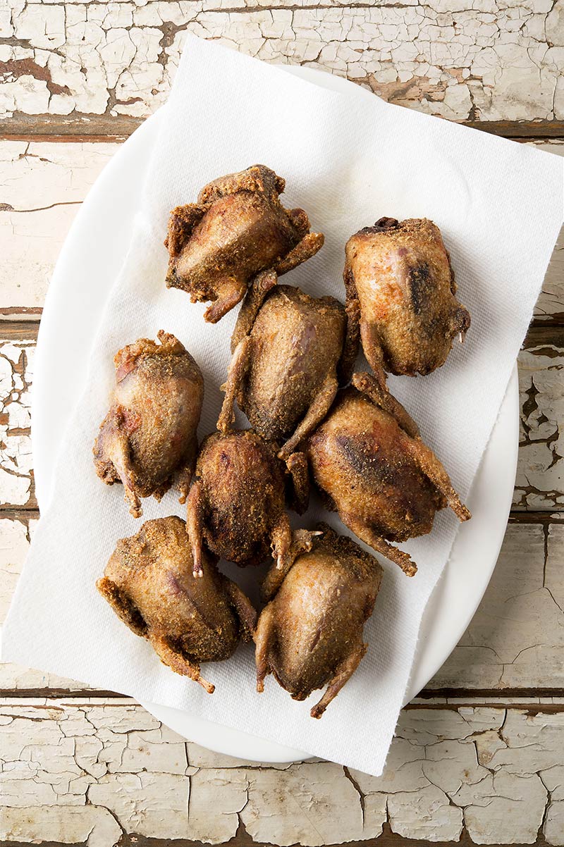 fried doves on a platter