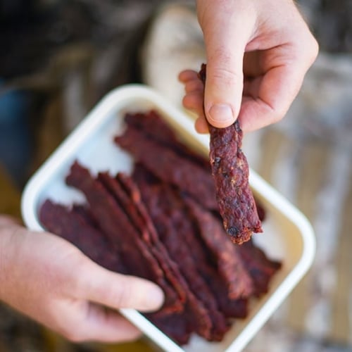 Peppered Ground Beef Jerky on the Nesco Snackmaster Pro - Life's A Tomato