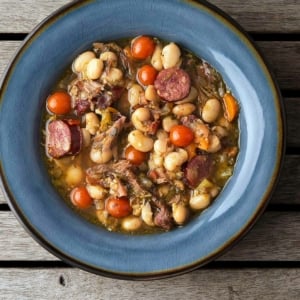 A bowl of turkey bean soup