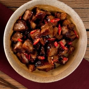 Closeup of the char siu pork recipe