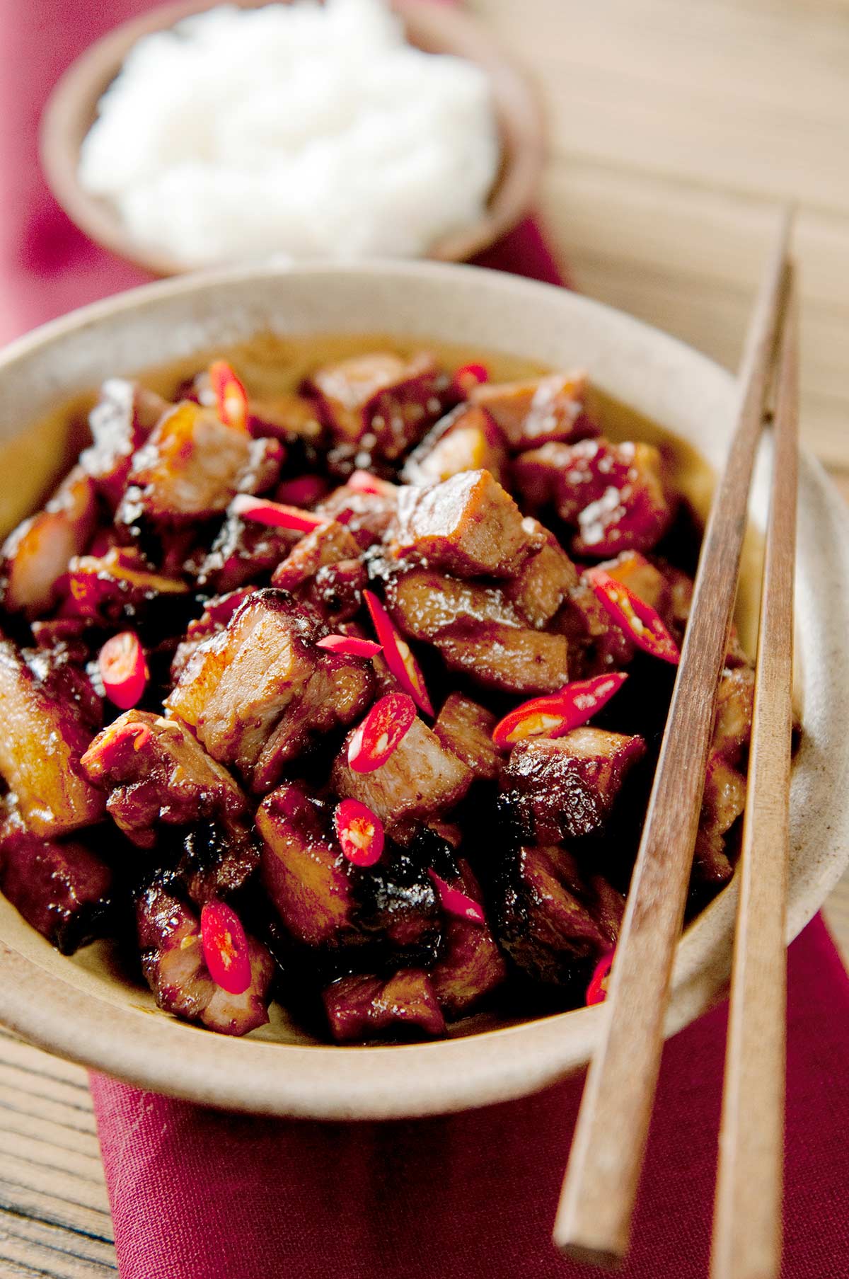 A bowl of char siu pork