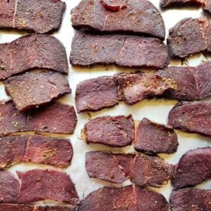 Carne seca, sliced and dried