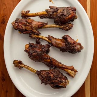 smoked goose wings on a platter
