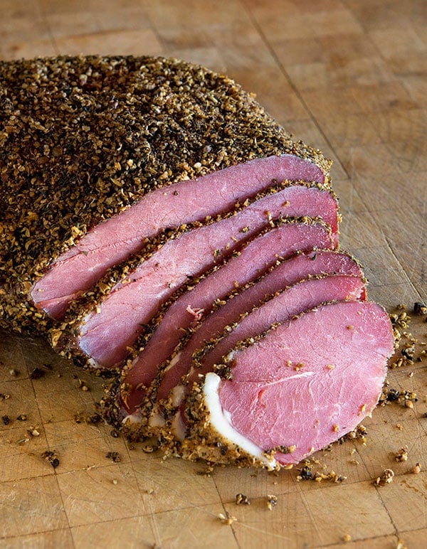 venison pastrami, ready for a sandwich