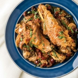 Braised turkey wings recipe on a plate