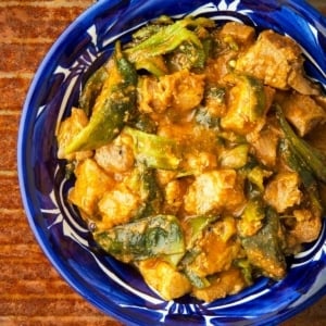 Chilaca pork stew in a bowl