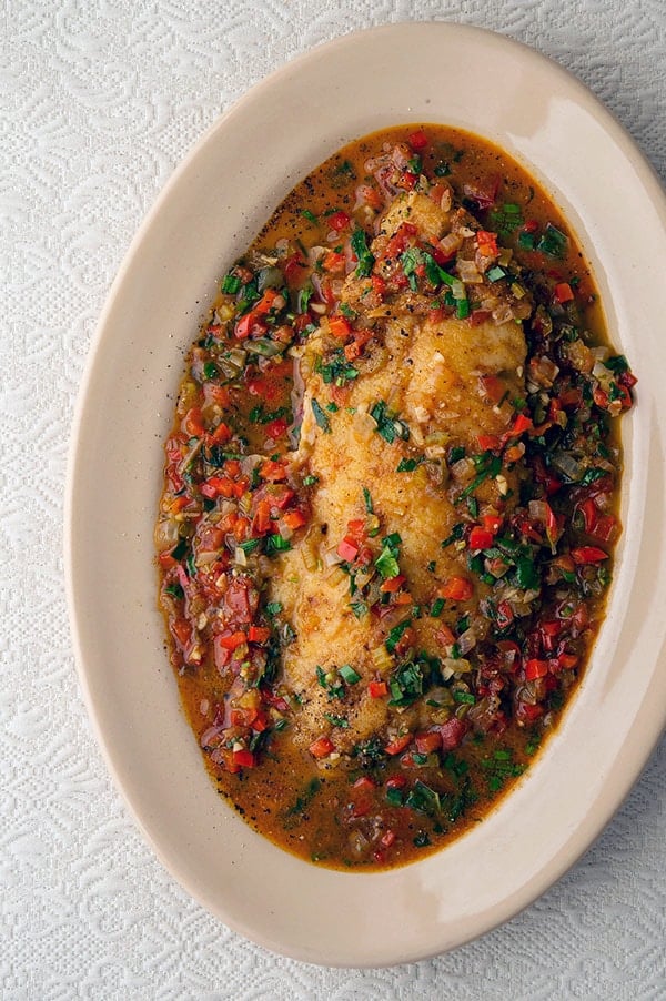 A platter of catfish courtbouillon. 