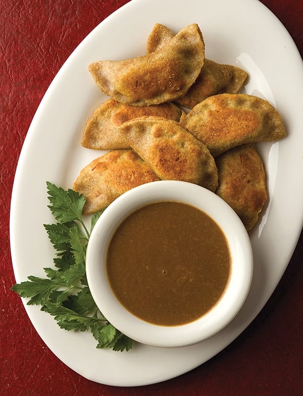 overhead view of venison pierogis recipe