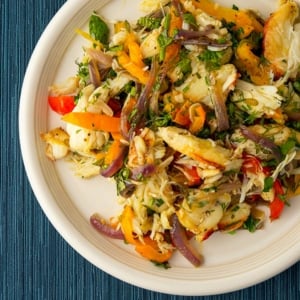crab salad with peppers recipe on plate