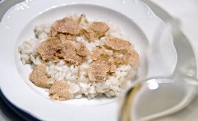 A bowl of truffle risotto